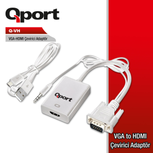 ÇEVİRİCİ QPORT Q-VH VGA(M) to HDMI(F) (VGA dan HDMİ çevirici)