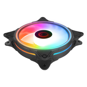 FAN KASA RAMPAGE GLARE F50 38CFM 1200RPM 12CM RAINBOW 3P+4P MOLEX SOKETLI SIYAH