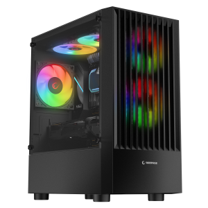 KASA RAMPAGE LYRA MESH TEMPERLI SIYAH 3X2CM RGB FAN M-ATX MID-T GAMING (PSU YOK)