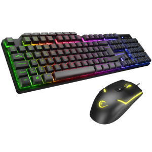 KLAVYE SET RAMPAGE KM-9858 JAZZY SIYAH RAINBOW BACKLIGHT3600DPI MAKRO TUŞLU GAMING