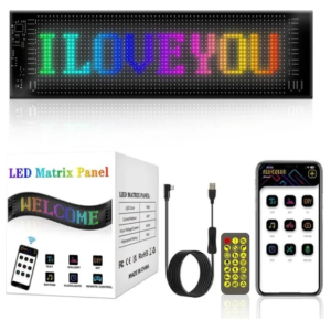 LED MATRIX PANEL DIJITAL KAYAR RGB EKRAN KUMANDALI MOBIL UYGULAMALI BLUETOOTH 120*595MM 5V/2A