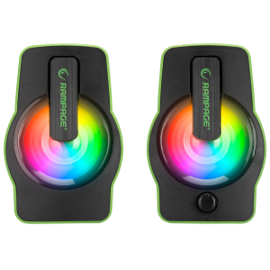 SPEAKER RAMPAGE RMS-G7 FALSETTO 2.0 6 WATT RGB LEDLI YEŞIL MULTIMEDIA GAMING USB HOPARLÖR