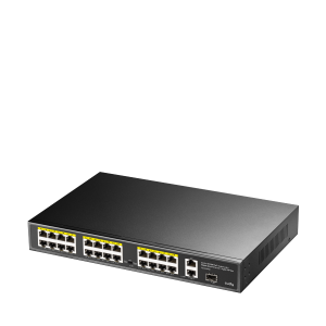 Switch 24 Port Cudy FS1026PS1 10/100Mbps 1xSFP 2xGE RJ45 VLAN&Extend Mode 250m 300W 1U POE+ Ethernet