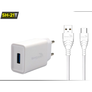 TEL AKS.ŞARJ ADAPTÖR SHOAMI SH-21T USB-A & TYPE-C KABLO 5V/10.5W ADAPTÖRLÜ