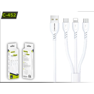 TEL AKS.ŞARJ KABLO CONCORD C-452 USB TO LIGHTNING- MİCRO TYPE-C3A DATA+ŞARJ (UNIVERSAL)